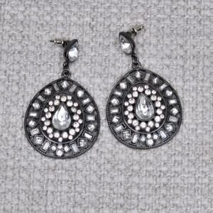 Premier Designs "Stellar" Earrings ~ Hematite plating and cut crystal accents